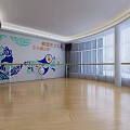 Spacious Fitness Dance Studio With Wooden Floor Large Windows And Ballet Barres