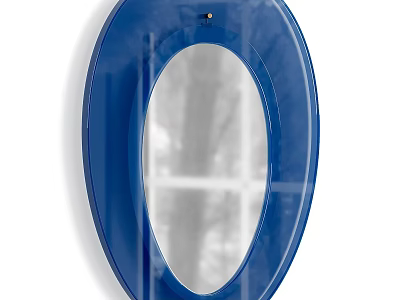 Elegant Oval Blue Mirror With Sleek Frame For Home Interior Decor 3d model