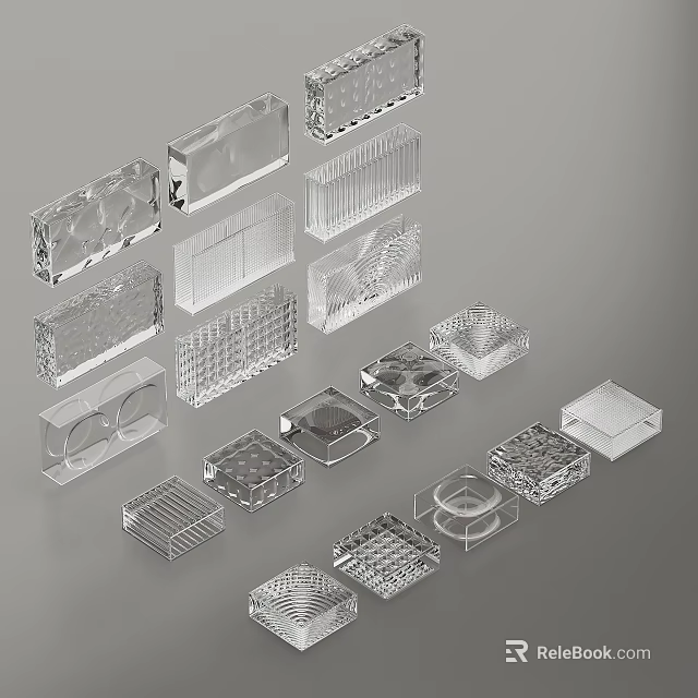 Modern Transparent Room Dividers With Acrylic Glass And Geometric Hollow Out Patterns 3d model 