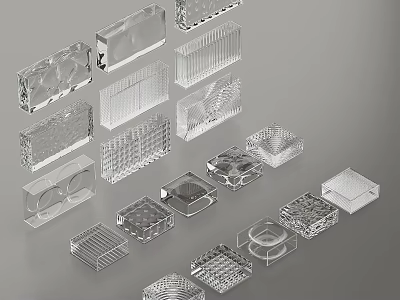 Modern Transparent Room Dividers With Acrylic Glass And Geometric Hollow Out Patterns 3d model