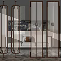 Modern Brass Room Divider With Vertical Slats In Living Room Interior