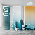 Glass Room Dividers With Gradient Colors Vertical Stripes And Interior Decor
