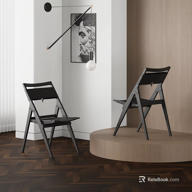 Sleek Black Modern Dining Chairs With Minimalist Design In Contemporary Interior Space 3d model 