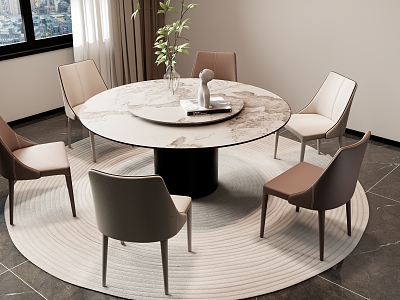 Modern Simple Dining Table and Chair Combination Jewelry Ornaments Round Dining Table and Chair 3d model