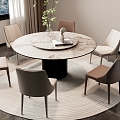 Modern Simple Dining Table and Chair Combination Jewelry Ornaments Round Dining Table and Chair 3d model