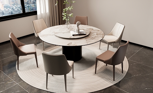 Modern Simple Dining Table and Chair Combination Jewelry Ornaments Round Dining Table and Chair 3d model