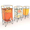 Glass Drink Dispensers with Metal Stands Fruit Infusions and Lemon Slices