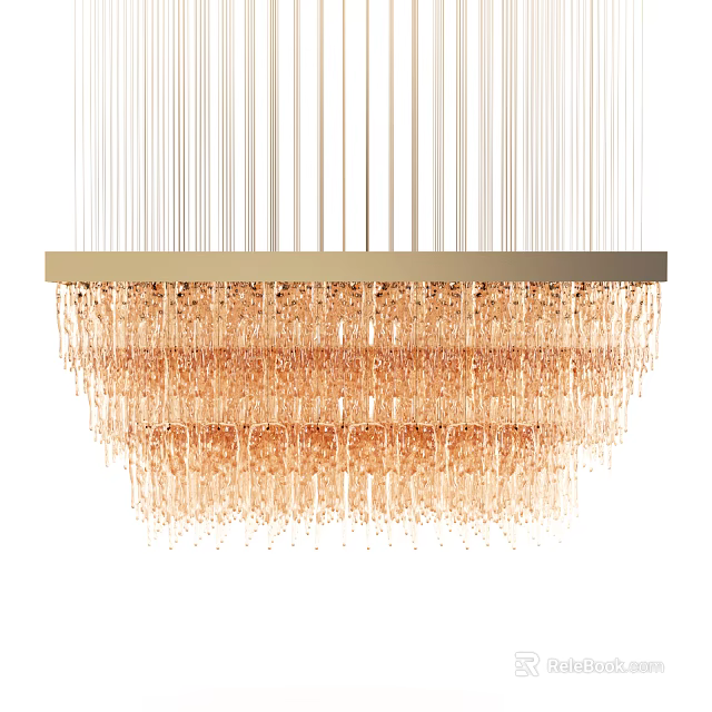 Modern Crystal Chandelier With Gold Frame And Multiple Crystal Layers 3d model