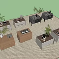 Modern bedside table combination 3d model