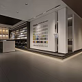 Modern Lounge Area Interior Design With Red Accent Wall Blue Lighting And Black Sculpture