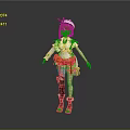 Adventurer Girl Character With Cute Animal Companion In Colorful Outfit And Brown Boots