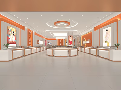 Elegant Jewelry Store Interior Design With Spacious Layout Bright Lighting And Display Counters 3d model