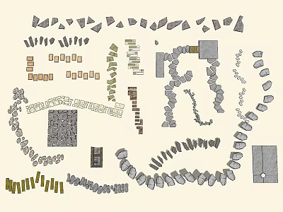 Natural Stone Stepping Stones Path Arranged in Garden Landscape Design 3d model