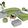 Modern Curved Card Seat Sofa Office Sofa Coffee Table Combination Pier 3d model