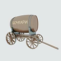 Wooden Barrel On Vintage Wooden Cart