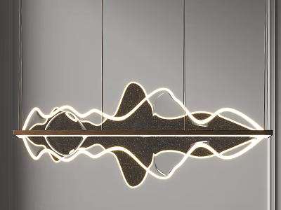 Modern Wavy Shaped Chandelier Featuring LED Light And Metallic Frame 3d model
