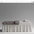Modern Massage Bed with White Bed Skirt Gray Sheets and Pillow