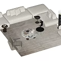 Modern White Sofa And Coffee Table Set With Side Tables Chairs And Rug 3d model