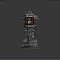 Traditional Stone Lanterns With Different Designs And Textured Bases For Outdoor Decor
