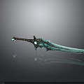 Turquoise Fantasy Sword With Golden Accents Wrapped Hilt Gemstone And Shiny Reflective Blade