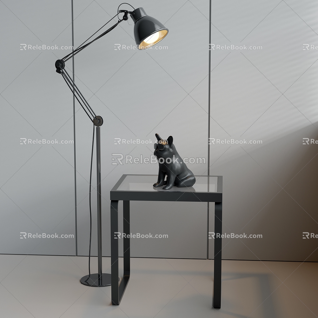 Metal floor lamp glass side ornaments 3d model