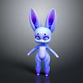 Cute Rabbit Game Movie Character With Big Purple Blue Gradient Ears And Blue Eyes