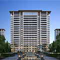 Modern High Rise Residential Building Exterior Design With Large Windows Balconies And Trees