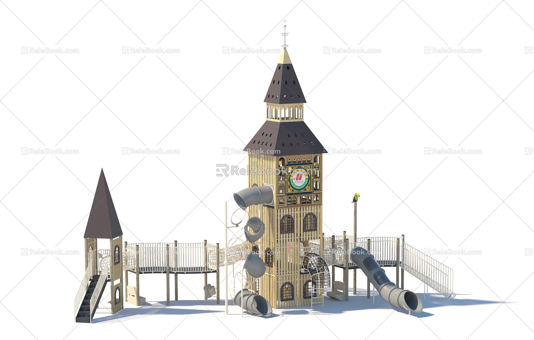 Observation Deck Sightseeing Tower Wooden House Customized Paradise Development Paradise Amusement Park Children's Amusement Park Playground Combination Function Slide Amusement Scoot 3d model