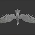Realistic 3D Model of Eagle with Spread Gray Feathers on Black Background 3d model