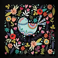 Vibrant Decorative Bird Artwork With Colorful Flowers Leaves And Hearts