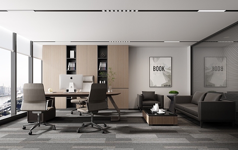 Modern Manager's Office Chairman's Office Meeting Area Office Area General Manager's Office Desk Combination Desk 3d model