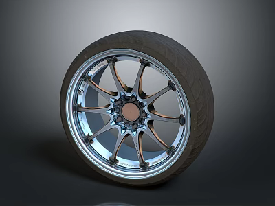 High Performance Car Tire With Alloy Wheel Rim And Modern Tread Design 3d model