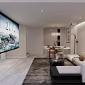 Modern Home Theater Interior With Leather Sofa Projector Area Rug And Floor Lamp