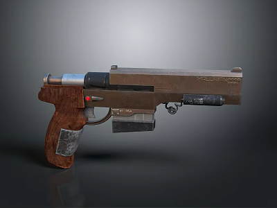 Vintage Pistol With Wooden Grip Metal Body Classic Design And Detailed Trigger 3d model