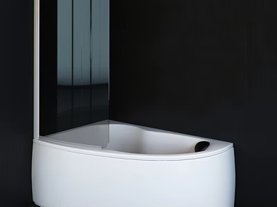 Modern White Curved Bathtub Design With Sleek Surface In Dark Bathroom Interior 3d model