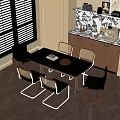 Middle Ancient Vintage Dining Table and Chair Combination 3d model
