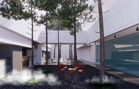 Modern courtyard landscape 3d model