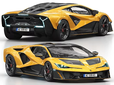 Yellow Sports Car Modern Sleek Exterior With Aerodynamic Design And Black Accents 3d model