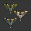 Colorful Toy Airplane Models With Vibrant Green Blue Yellow Wings And Red Accents