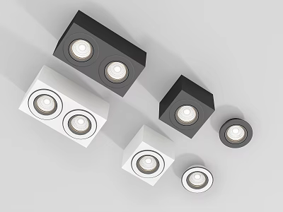 Modern Black And White Downlights Spotlights With Sleek Design Various Shapes 3d model