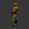 Orange Humanoid Robot With Mechanical Structure And Black Accent Details 3d model