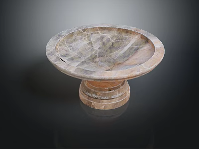 Elegant Marble Bowl With Pedestal Base And Natural Texture For Home Living Essentials 3d model