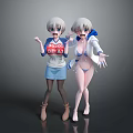Gray Haired Game and Movie Characters in Different Outfits With Playful Expressions