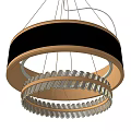 Modern Circular Pendant Chandelier With Wooden Frame Black Panel And Grid Base