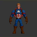 Man In Red White Blue Superhero Uniform With Star Emblem Striped Chest And Brown Boots
