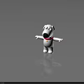 White Cartoon Dog Character With Red Collar Yellow Bell And Open Arms