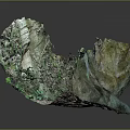 Rocky Terrain Model With Lush Green Vegetation And Gravel Path Details