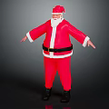 Festive Santa Claus Costume In Red With White Trim And Black Belt For Holiday Celebrations