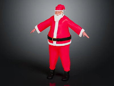 Festive Santa Claus Costume In Red With White Trim And Black Belt For Holiday Celebrations 3d model