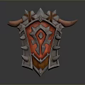 Ornate Medieval Shield Design Featuring Metal Spikes Red Emblem And Horns